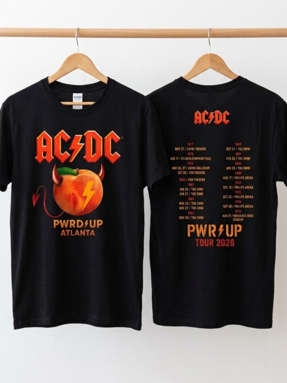 AC/DC PWR UP Tour 2026 Atlanta GA Black T-Shirt Reprint